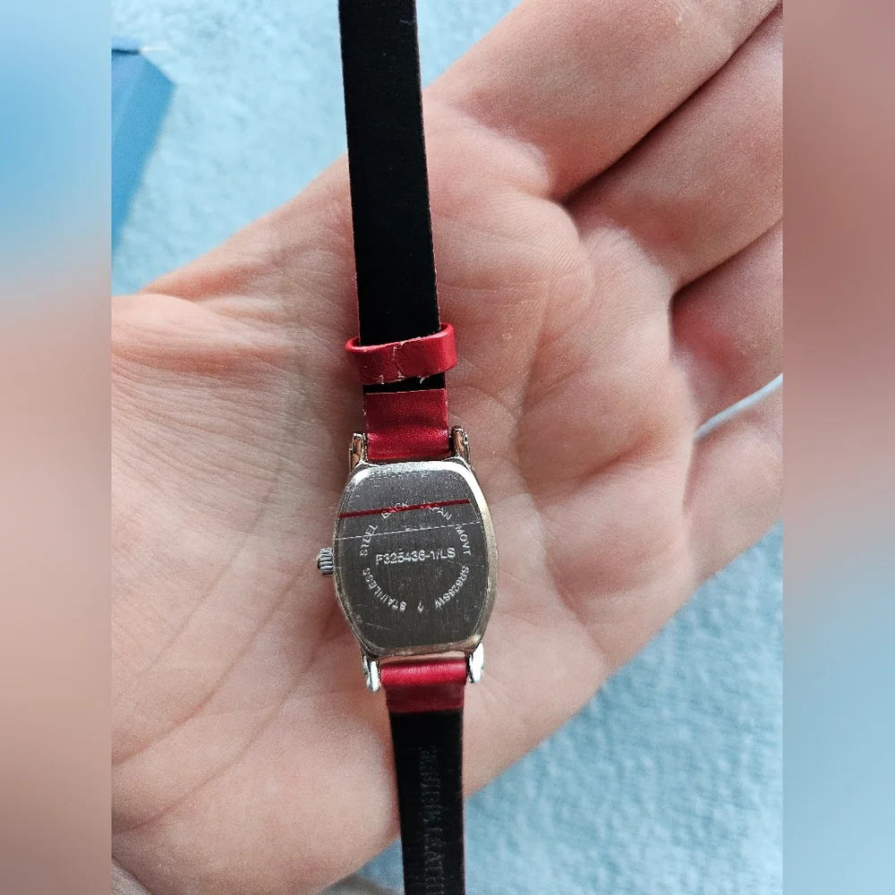 Avon Diamond Accent Watch, Mother of Pearl Dial, Red, Silver, NWT - Picture 6 of 14